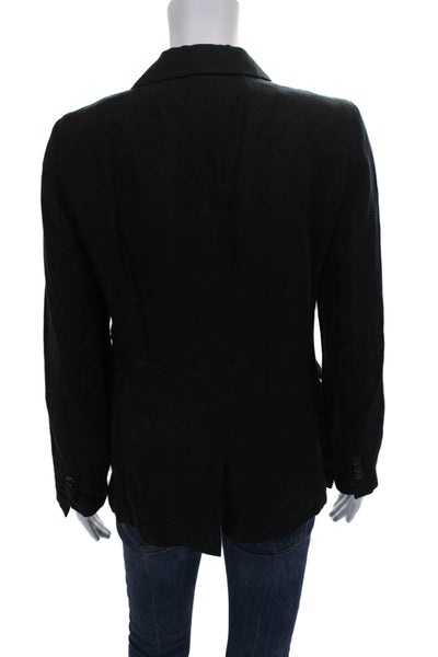 J Crew Womens Blazer Black Cotton Collared Button Long Sleeve Size 2