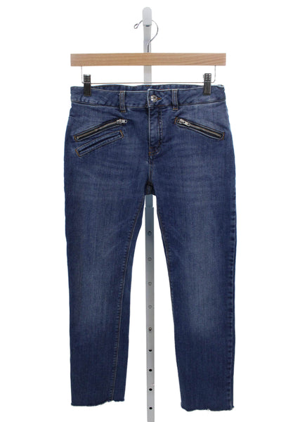 Zadig & Voltaire Womens Skinny Blue Jeans Cotton Blend Zip Mid Rise Size 26