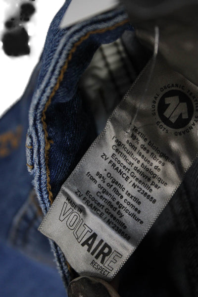 Zadig & Voltaire Womens Skinny Blue Jeans Cotton Blend Zip Mid Rise Size 26