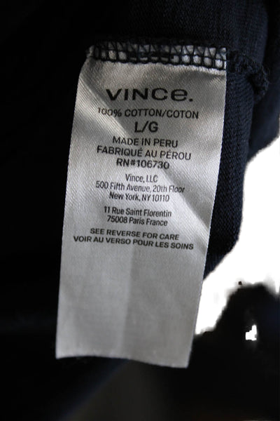 Vince Mens Pullover Hoodie Black Cotton Long Sleeve Size L
