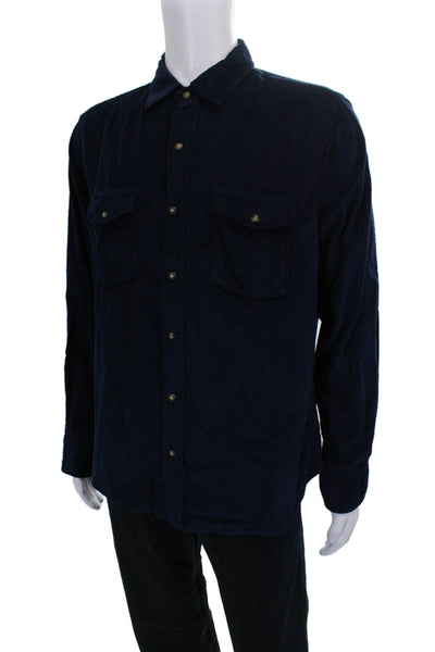 Vince Mens Cotton Corduroy Collar Long Sleeve Button Down Shirt Blue Size L