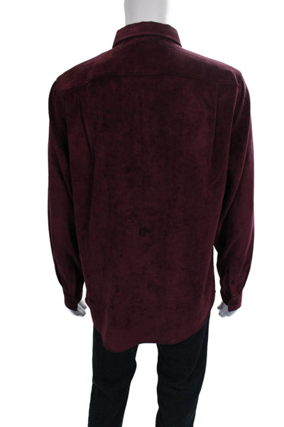 Weatherproof Mens Corduroy Collar Long Sleeve Button Down Shirt Red Size L