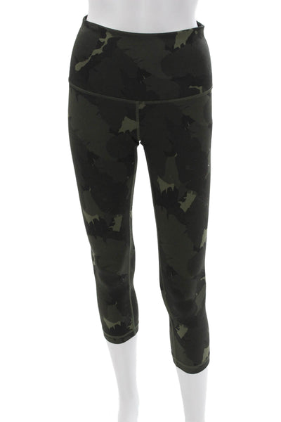 Lululemon Womens Capri Leggings Green Camo Nylon Pull On Size 2