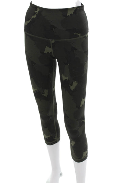Lululemon Womens Capri Leggings Green Camo Nylon Pull On Size 2