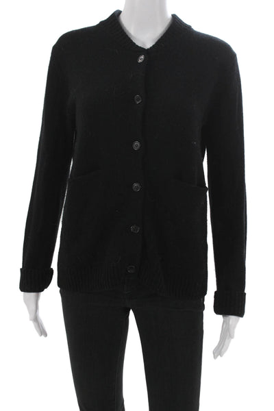 MCT Womens Cardigan Black Wool Long Sleeve Round Neck Size M