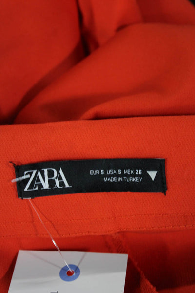 Zara Women Dress Pants Orange Polyester Zip Inseam 26 Size S