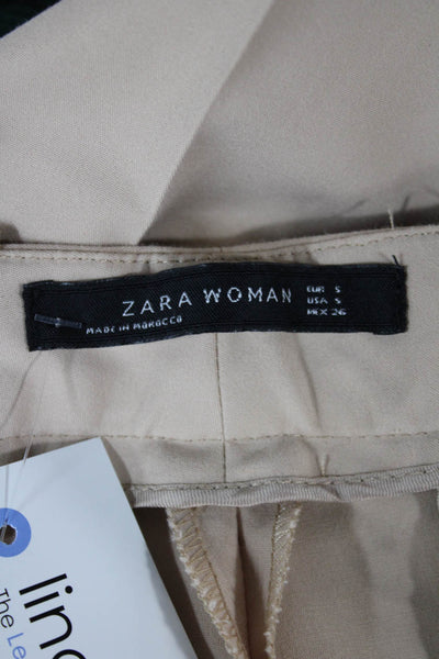 Zara Woman Womens Beige Polyester Dress Pants Zip Size S