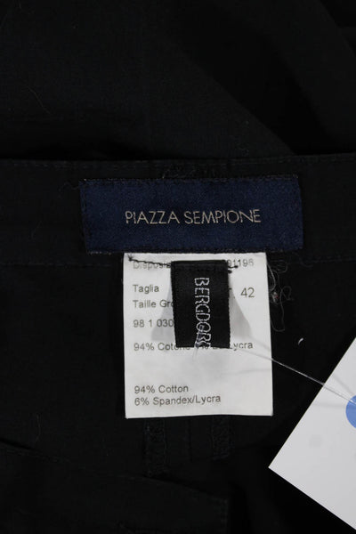 Piazza Sempione Women Dress Pants Black Cotton Spandex Button Size 42