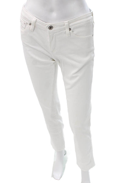 AG Adriano Goldschmied Womens Skinny Jeans White Cotton Size 27