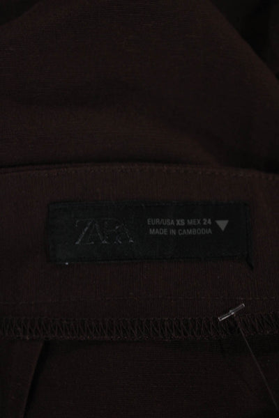 Zara Women Dress Pants Brown Zip 58% Viscose Size XS