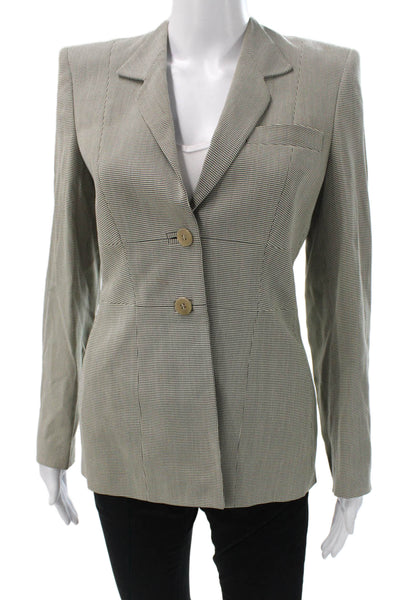 Giorgio Armani Womens Gray Check Viscose Basic Jacket Button Size 38