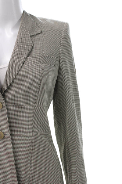 Giorgio Armani Womens Gray Check Viscose Basic Jacket Button Size 38