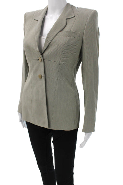 Giorgio Armani Womens Gray Check Viscose Basic Jacket Button Size 38