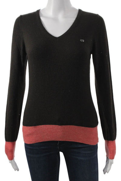 Escada Sport Women Multicolor V-Neck Wool Pullover Sweater Size S