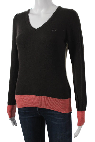 Escada Sport Women Multicolor V-Neck Wool Pullover Sweater Size S