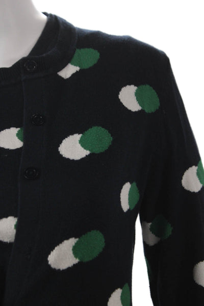 Brooks Brothers Womens Blue Polka Dot Supima Cotton Cardigan Size S