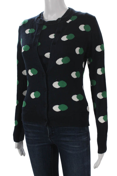 Brooks Brothers Womens Blue Polka Dot Supima Cotton Cardigan Size S