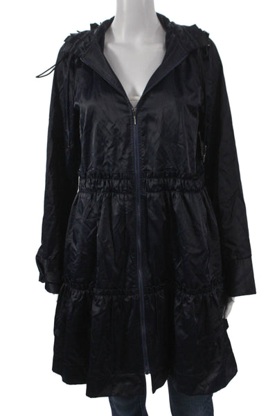 Carlisle Women Raincoat Blue Zip Long Sleeve Size 8