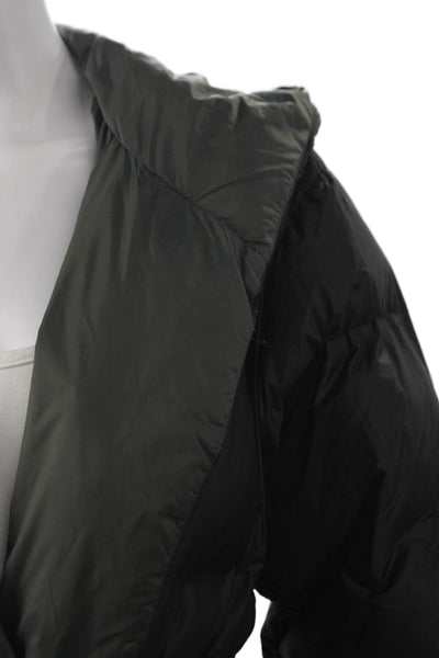 Designer Womens Black Puffer Jacket Nylon Tie Closure Long Sleeve Size XS
