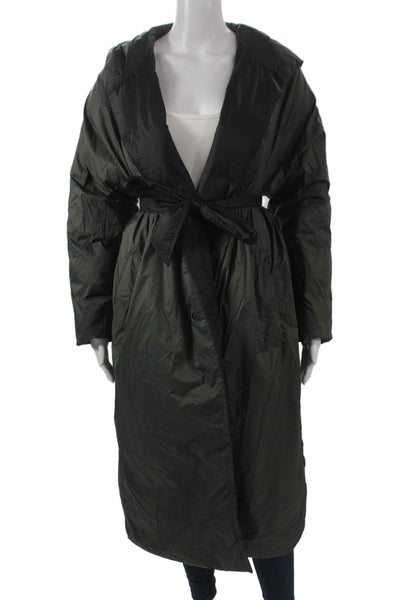 Designer Womens Black Puffer Jacket Nylon Tie Closure Long Sleeve Size XS