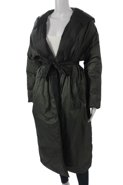 Designer Womens Black Puffer Jacket Nylon Tie Closure Long Sleeve Size XS