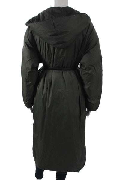 Designer Womens Black Puffer Jacket Nylon Tie Closure Long Sleeve Size XS
