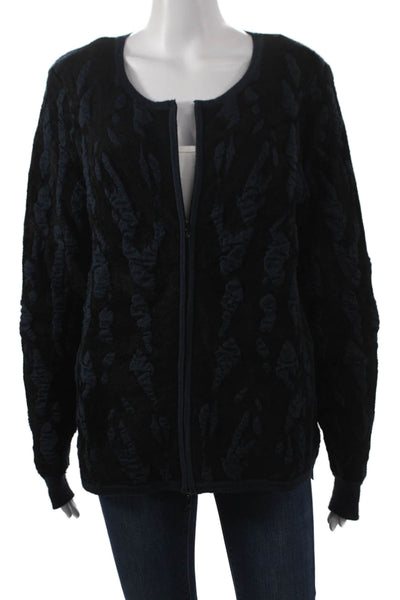 Anne Fontaine Women Full Zip Sweater Black Acrylic Long Sleeve Size M