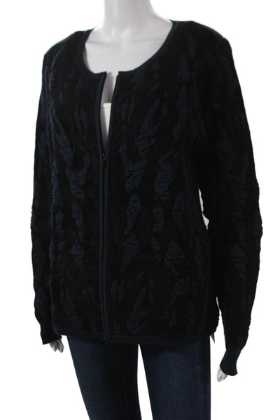 Anne Fontaine Women Full Zip Sweater Black Acrylic Long Sleeve Size M