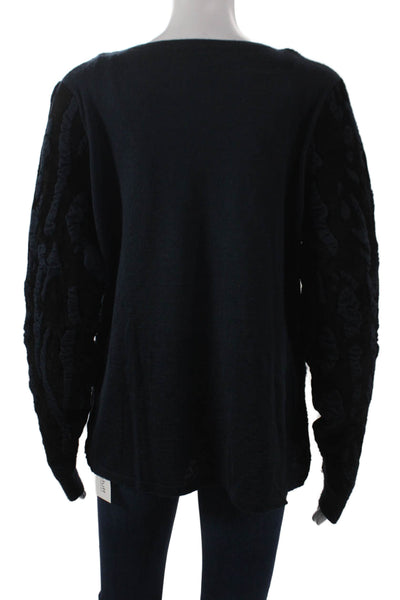 Anne Fontaine Women Full Zip Sweater Black Acrylic Long Sleeve Size M