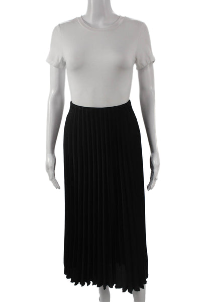 Zara Women Pleated Midi Skirt Black Polyester Pull On Size XS