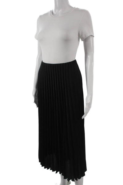 Zara Women Pleated Midi Skirt Black Polyester Pull On Size XS
