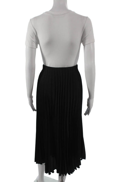 Zara Women Pleated Midi Skirt Black Polyester Pull On Size XS