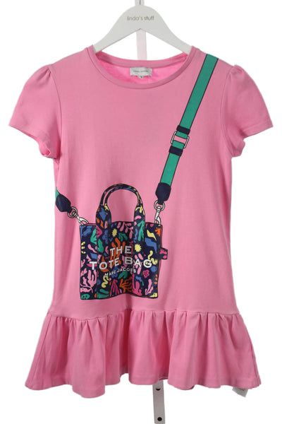 Marc Jacobs Girls Round Short Sleeves Drop Waist Dress Pink Size 12