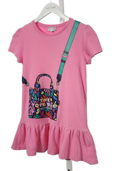 Marc Jacobs Girls Round Short Sleeves Drop Waist Dress Pink Size 12