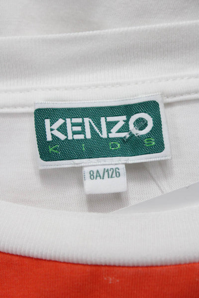 Kenzo Girls Short Sleeves Graphic Drop Waist Sundress White Size 8