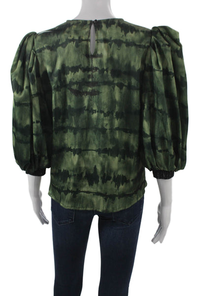 Koshka Womens Basic Striped Green Round Neck 3/4 Sleeve Blouse Size 40