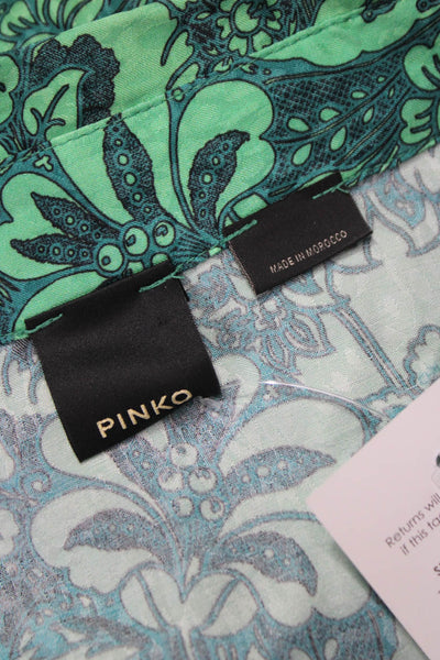 Pinko Womens Green Floral Cotton Collared Button-Up Long Sleeve Top Size S