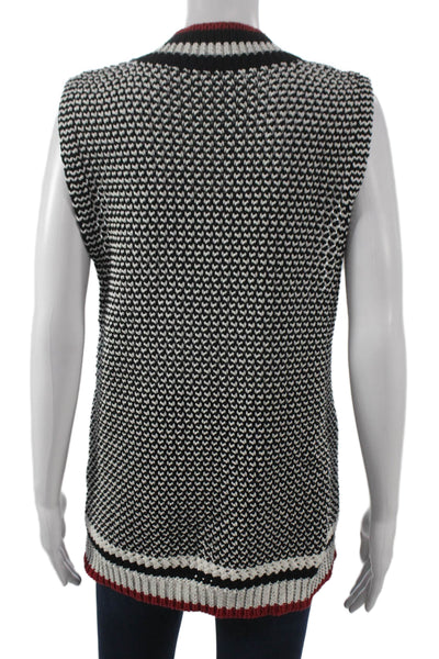 Avantlook Women Multicolor Geometric V-Neck Cotton Sleeveless Vest Size M