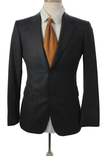 Moschino Mens 2 Piece Suit Jacket Gray Striped 100% Wool Size 46