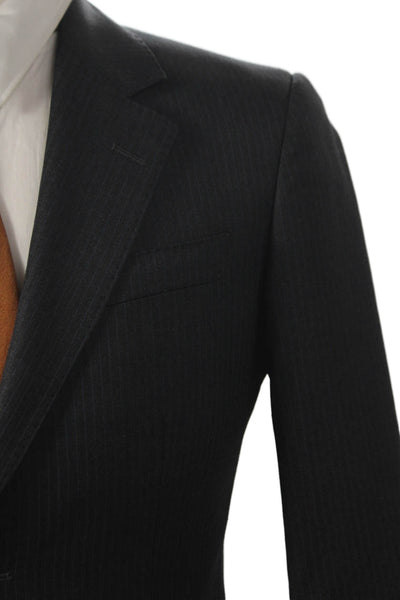 Moschino Mens 2 Piece Suit Jacket Gray Striped 100% Wool Size 46