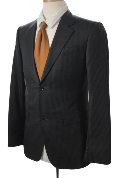 Moschino Mens 2 Piece Suit Jacket Gray Striped 100% Wool Size 46