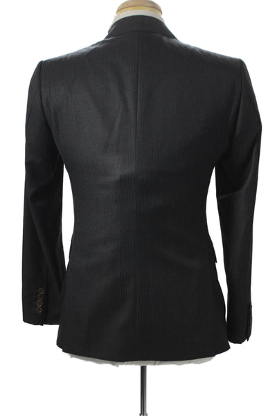 Moschino Mens 2 Piece Suit Jacket Gray Striped 100% Wool Size 46