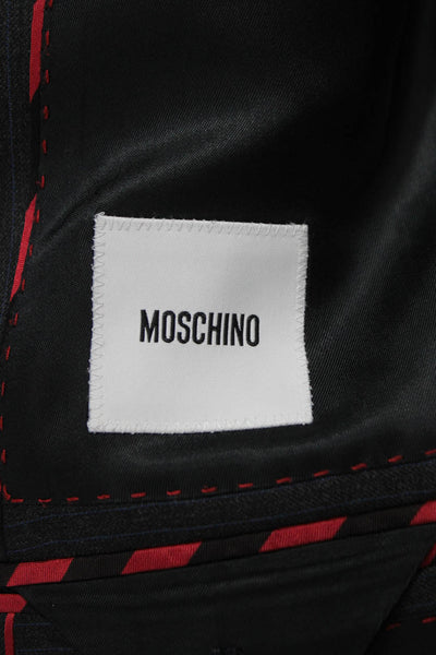 Moschino Mens 2 Piece Suit Jacket Gray Striped 100% Wool Size 46