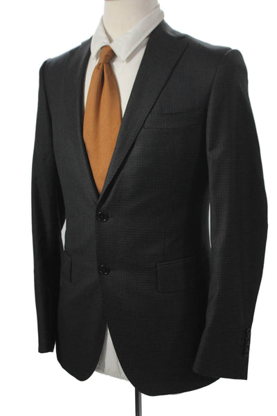 Tombolini Mens Blazer 100% Virgin Wool Gray Check Size 48