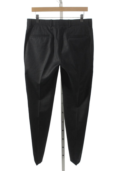 Moschino Men Dress Pants Black Striped Wool Zip Fly Size 46