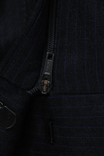 Moschino Men Dress Pants Black Striped Wool Zip Fly Size 46