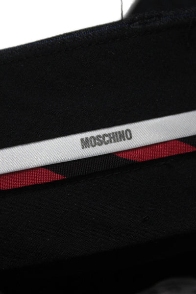 Moschino Men Dress Pants Black Striped Wool Zip Fly Size 46