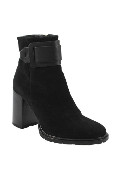 Carmens Womens Side Zip Block Heel Suede Booties Black Size 40