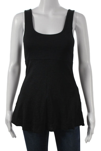 Michael Stars Womens Basic Sleeveless Scoop Neck Black Polyester Tank Size S