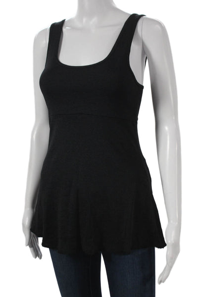 Michael Stars Womens Basic Sleeveless Scoop Neck Black Polyester Tank Size S